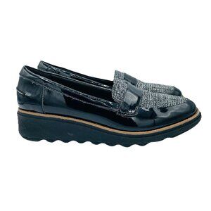 Clarks Collection Shoes Womens 8 M Black Slip On Ultimate Comfort Loafers Wedge